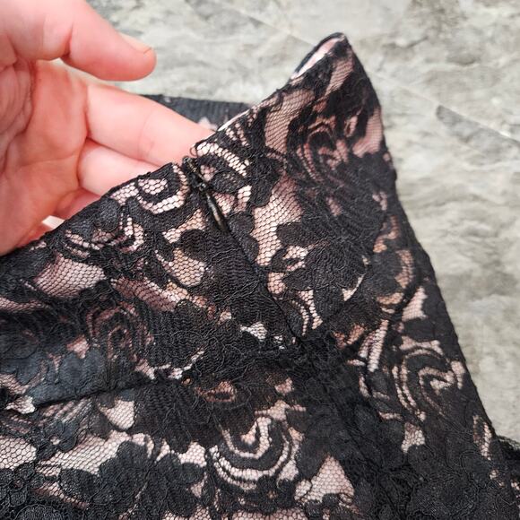 Y2K Lace Black Overlay Feminine Soft Romantic Gothiccore Midi Skirt Size 8 - Picture 7 of 9